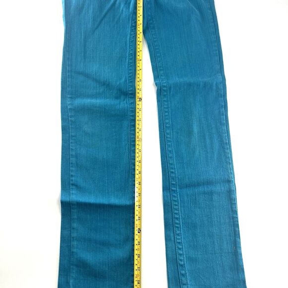 Forever 21 Women Jeans Straight Cut Y2K Statement Denim Retro Bright Blue Sz 27 - Picture 4 of 13